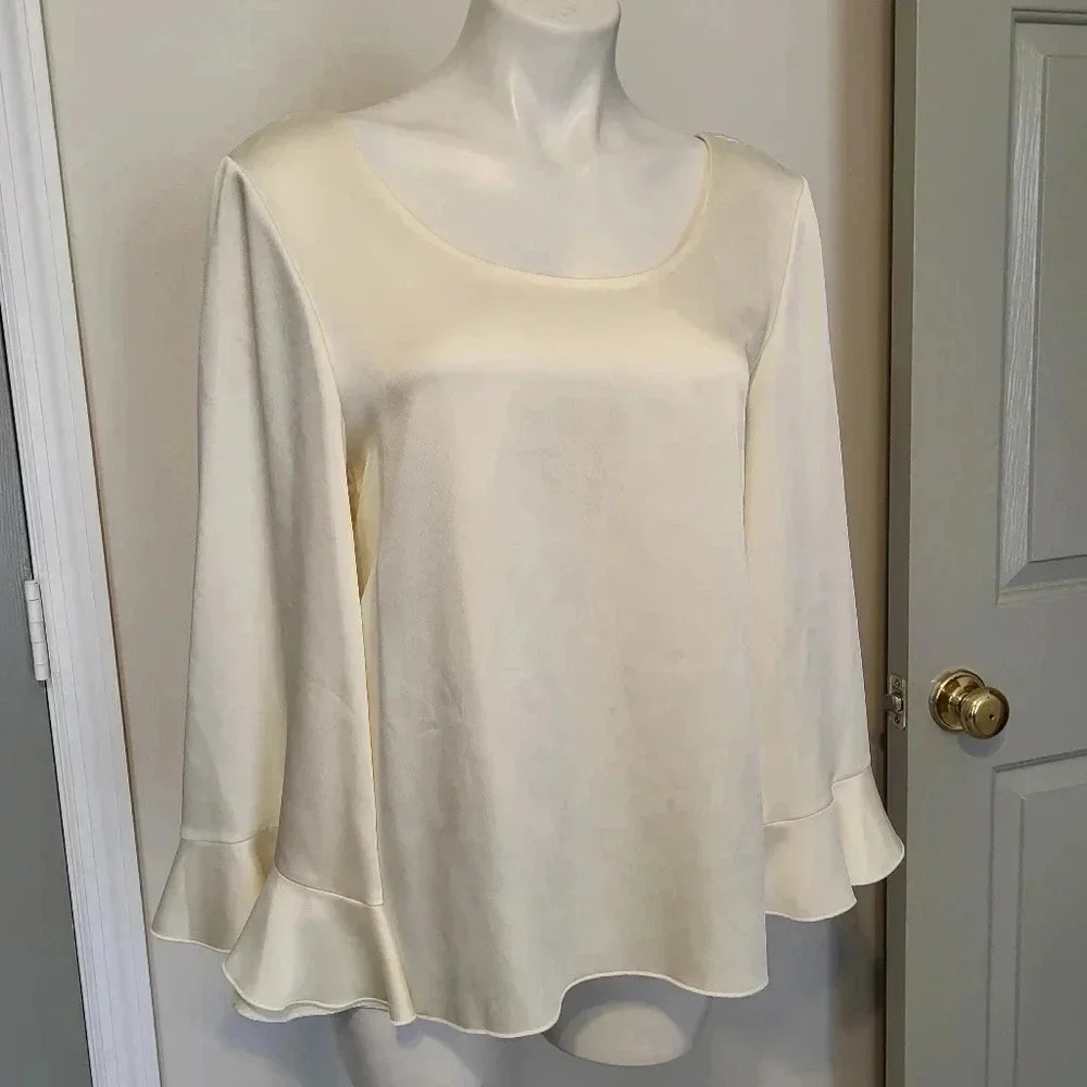 Elizabeth & James Karlotta Satin like Ivory Cream Blouse(S)